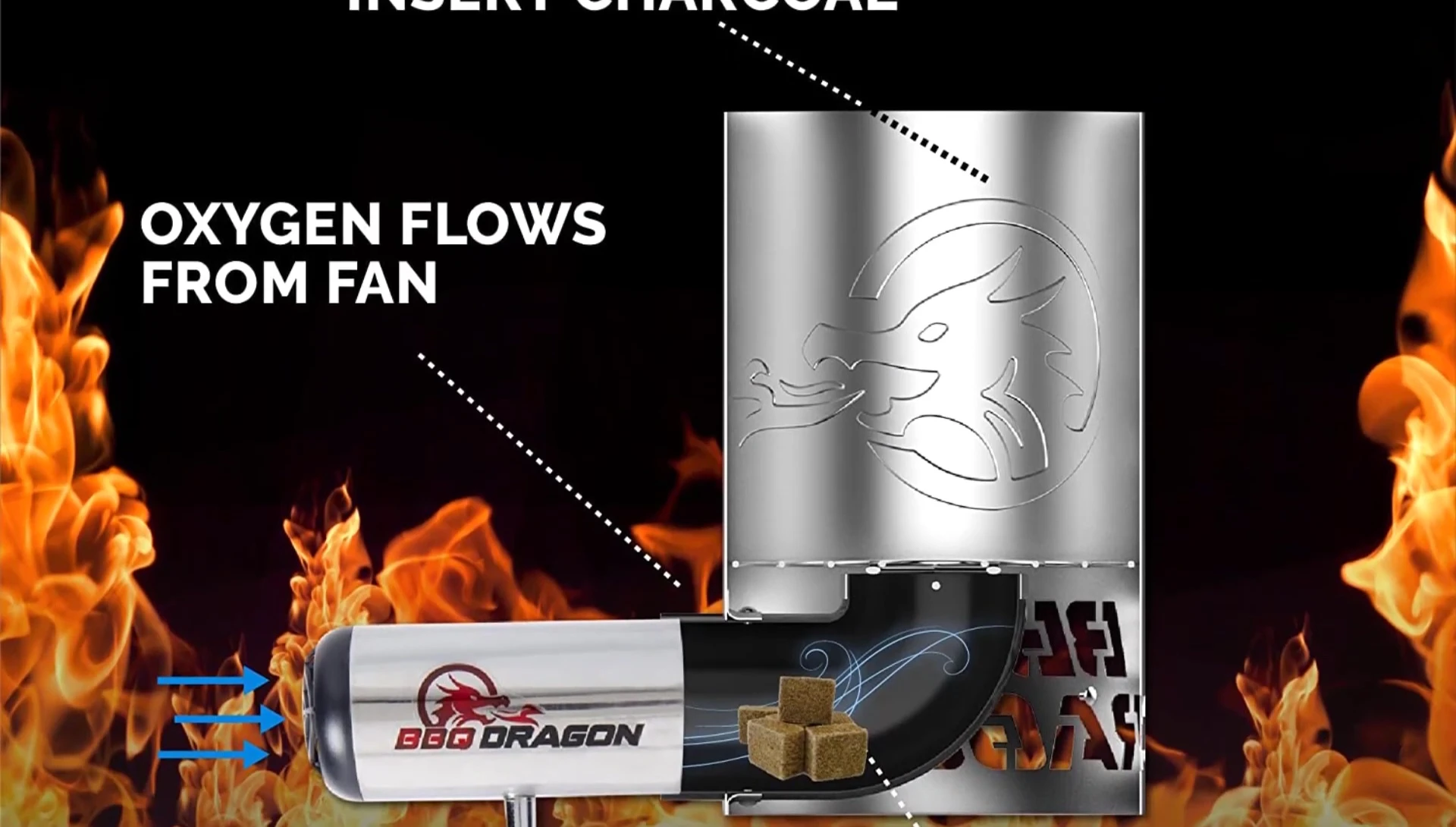 Barbecue Dragon showcasing the fan