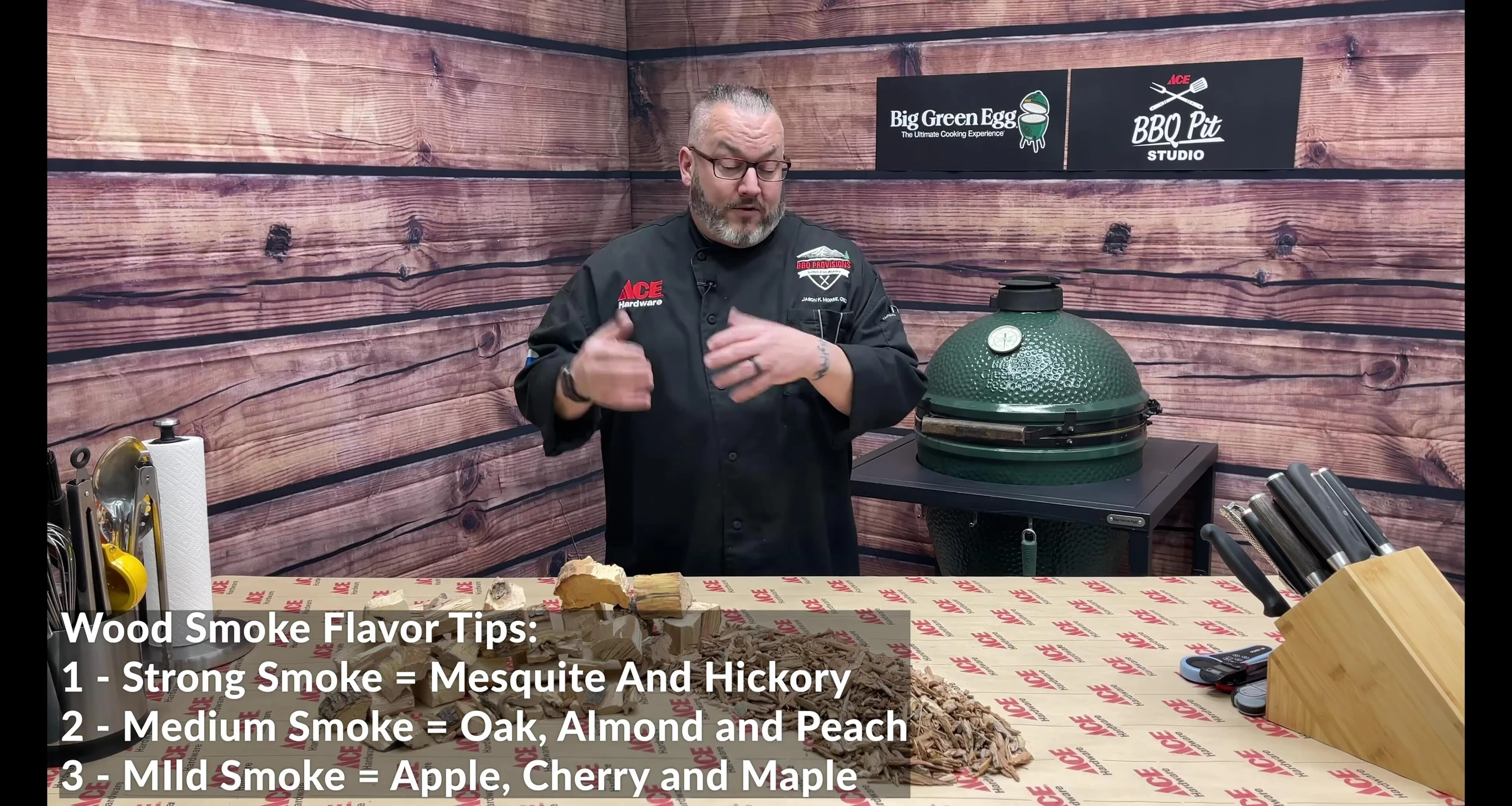 Chef discussing wood type preference