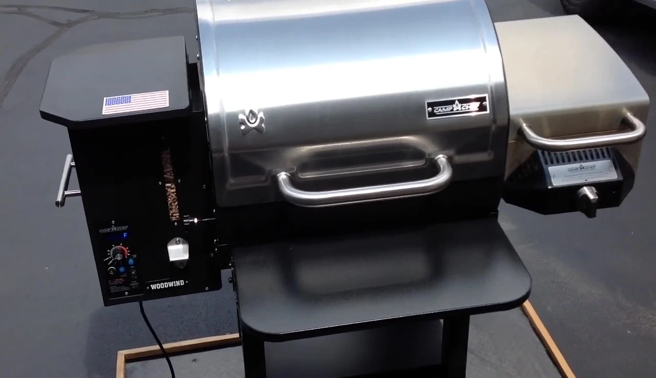 Checking the temperature of the smoker.