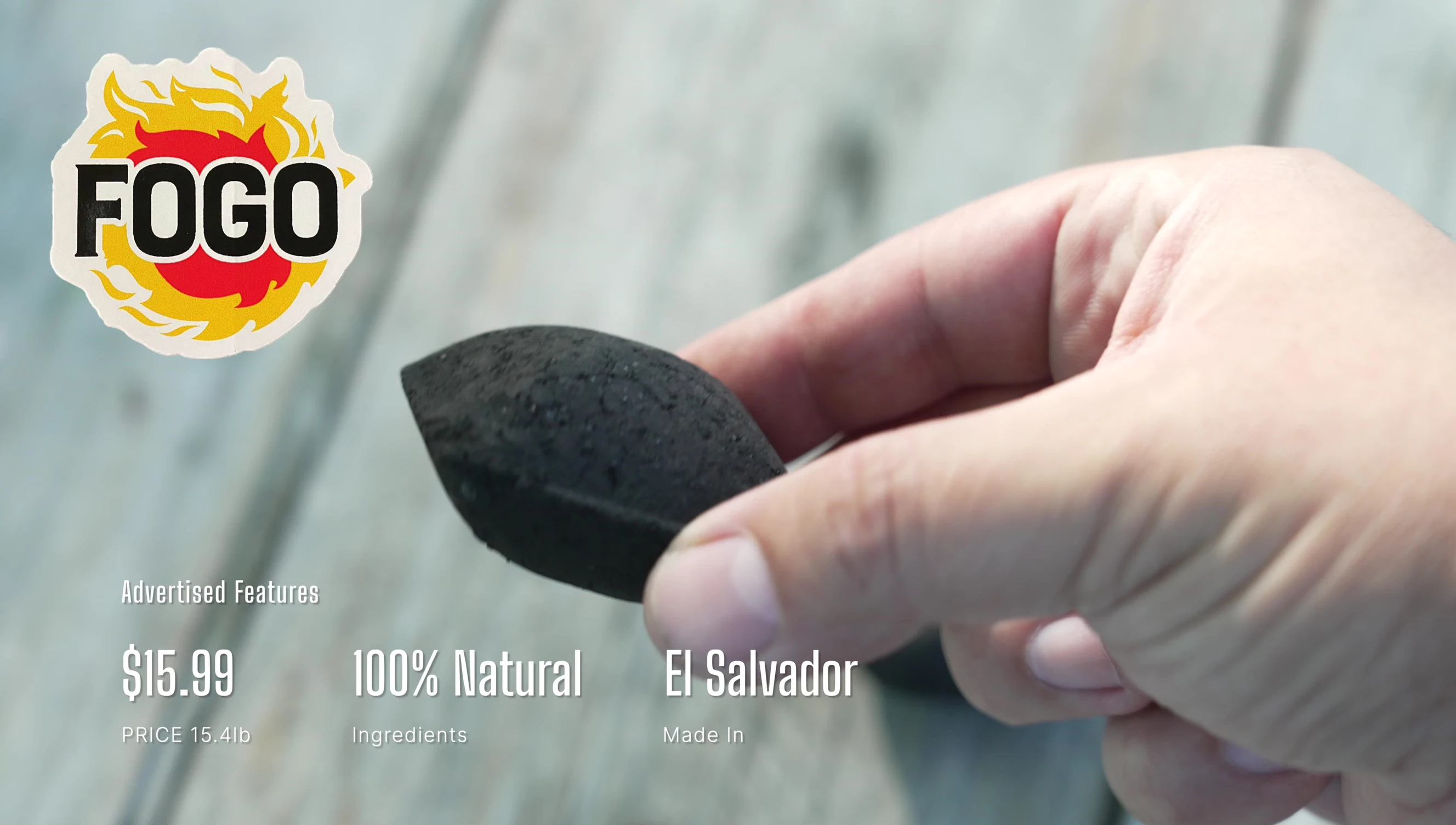 Close up of Fogo charcoal burning cleanly