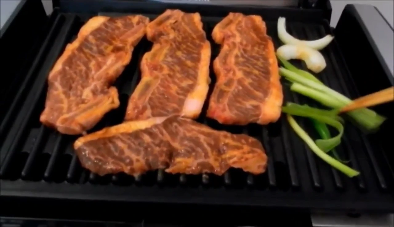 Close-up of the Hamilton Beach grill lid with the viewing window