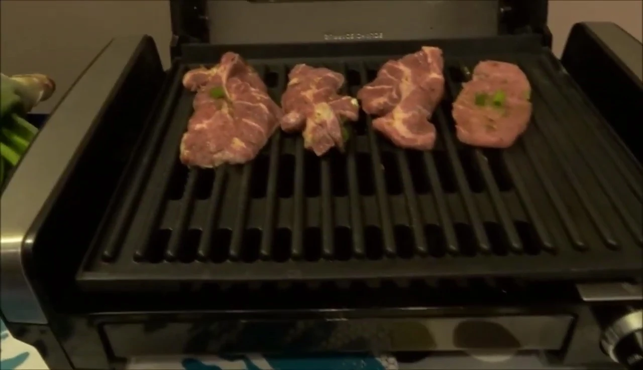 Showing the grilling surface area of the Hamilton Beach grill