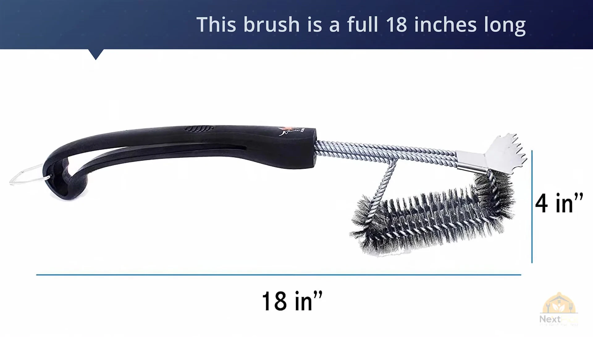 Demonstrating the three-brush design of the Kona grill brush