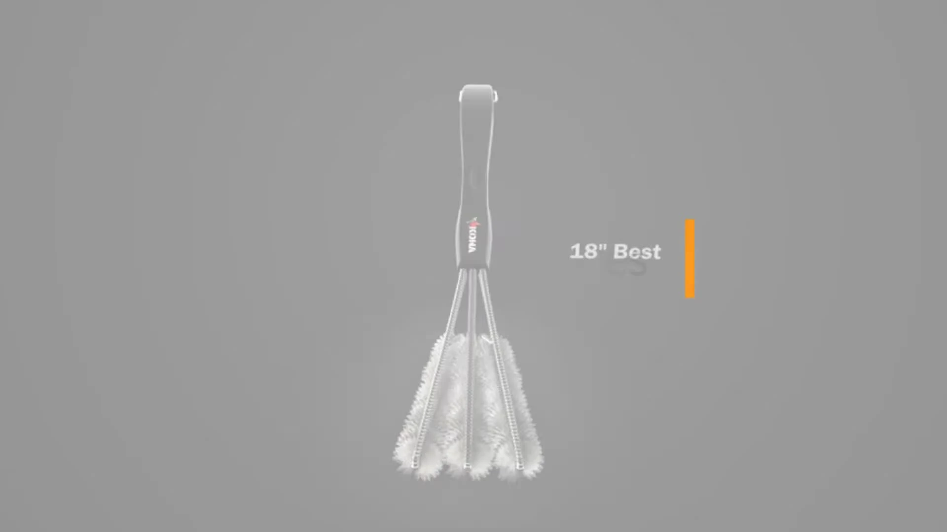 Close-up of the Kona 360 Clean grill brush showcasing its three separate brushes.