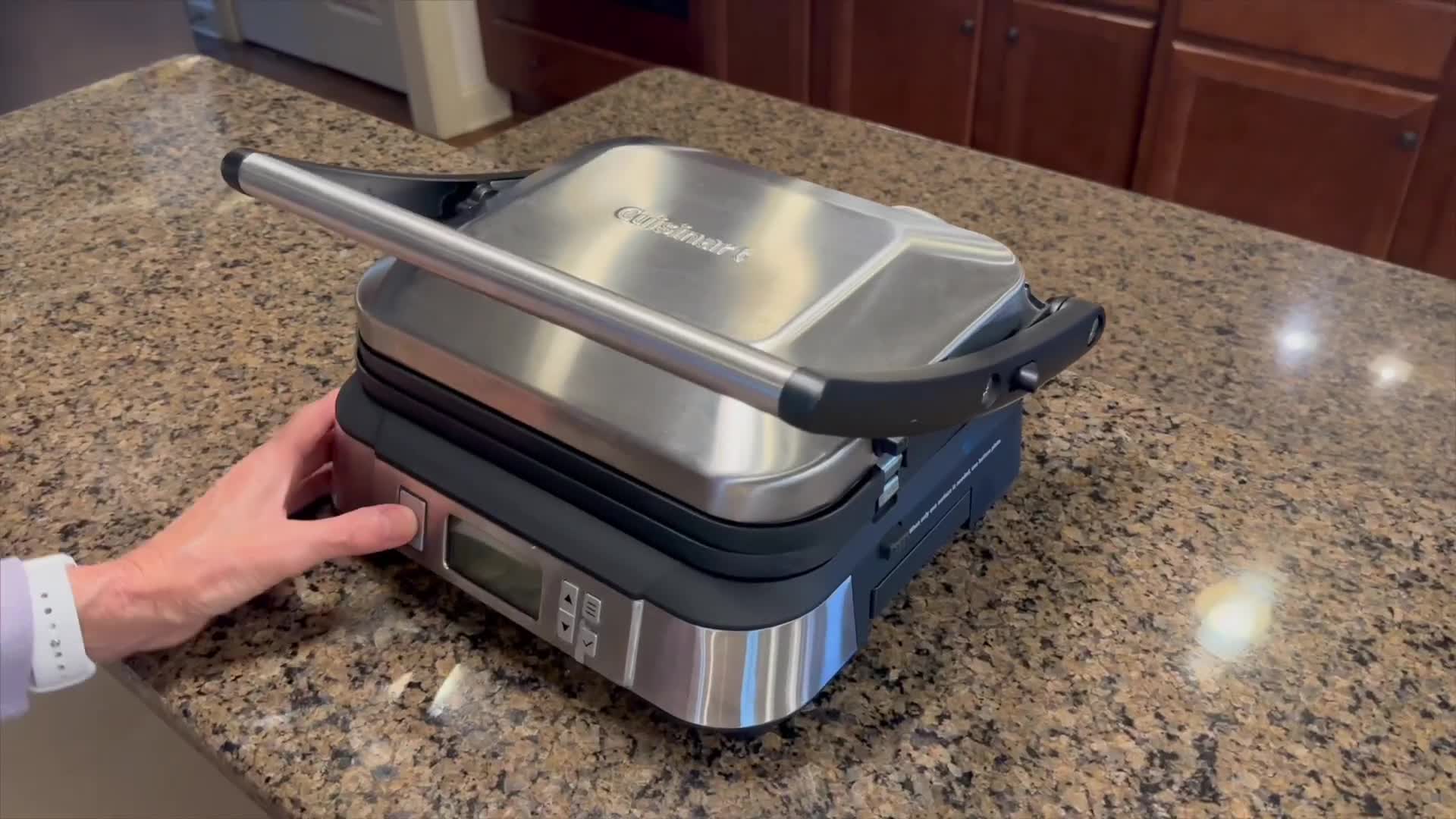Close-up of the Cuisinart Contact Griddler showing its various cooking surfaces.