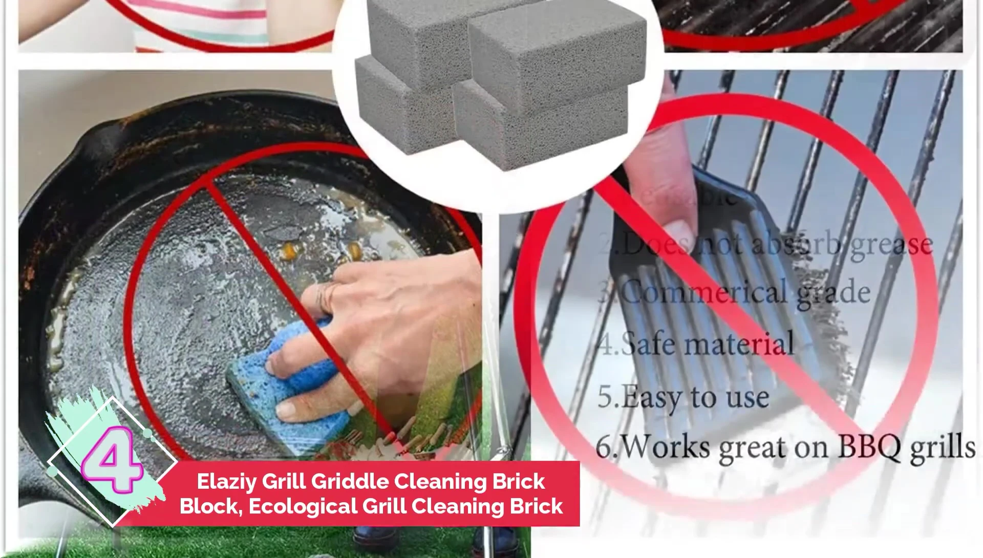 Cleaning bricks in action on grill grates