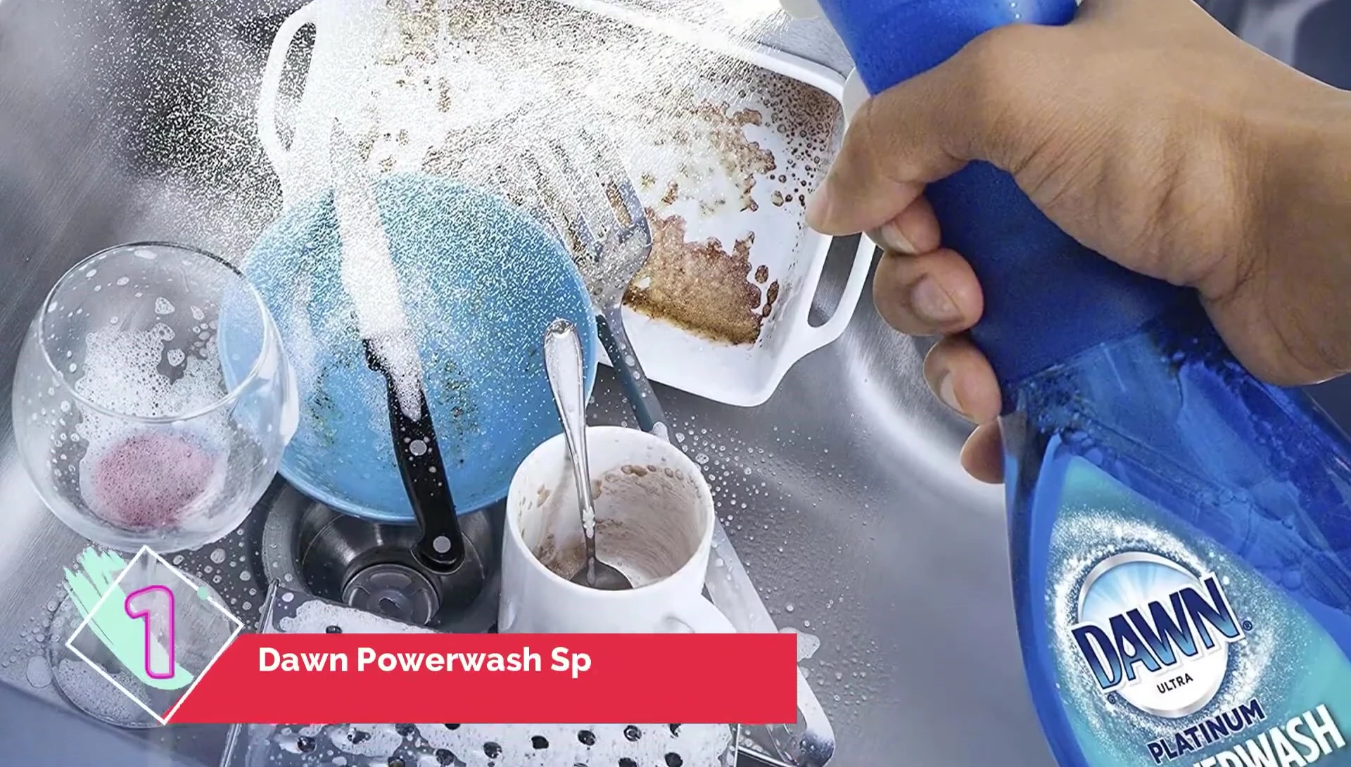 Close-up of Dawn Powerwash Spray in action