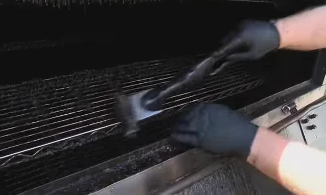 A shot showcasing the Grill Daddy's cleaning result on a grill grate.