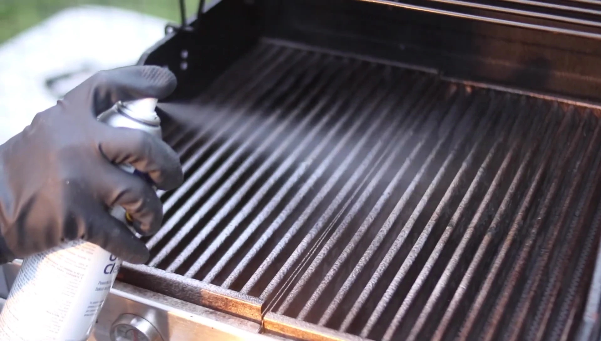 Applying Zep Fast 505 degreaser to the grates