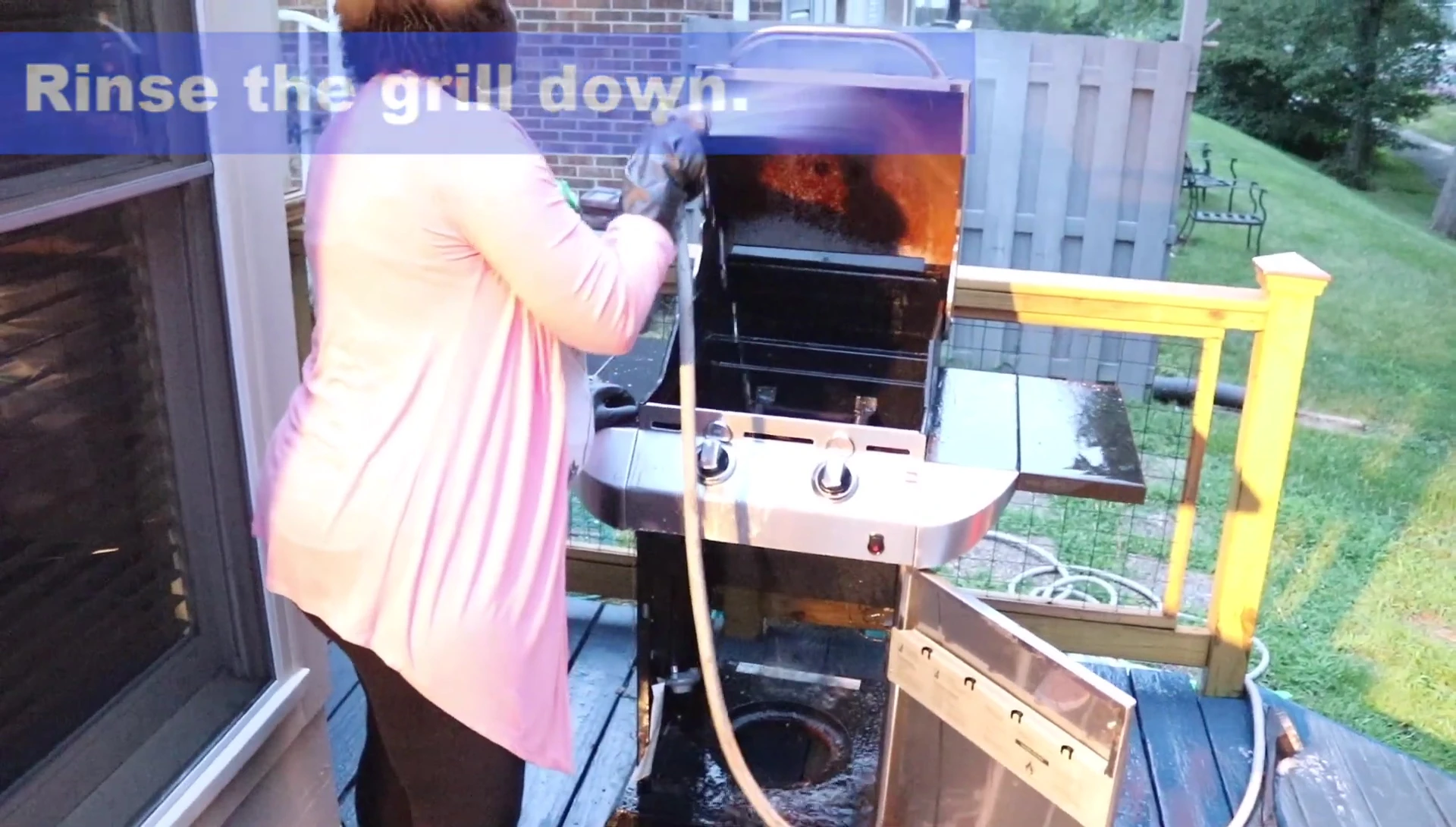 Rinsing the grill grates
