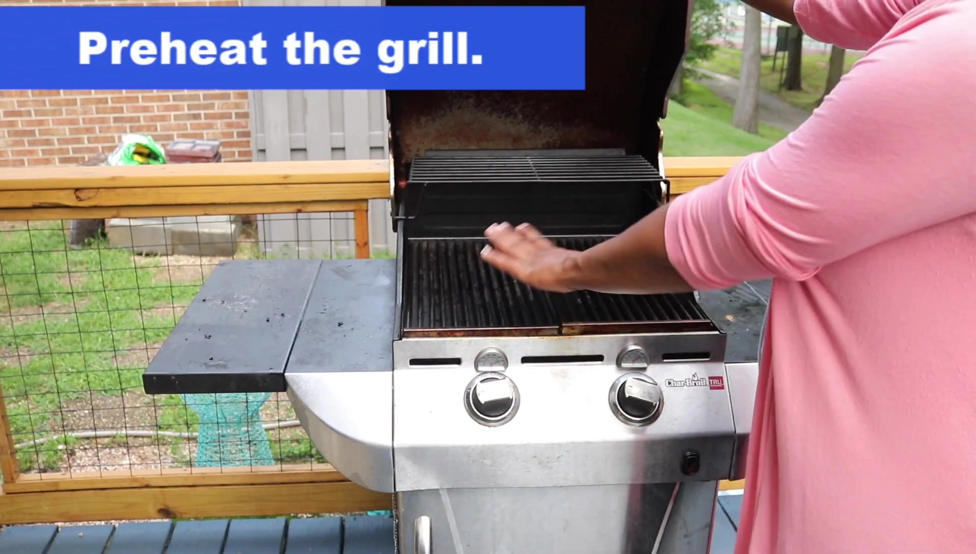 Preheating the grill for 10 minutes