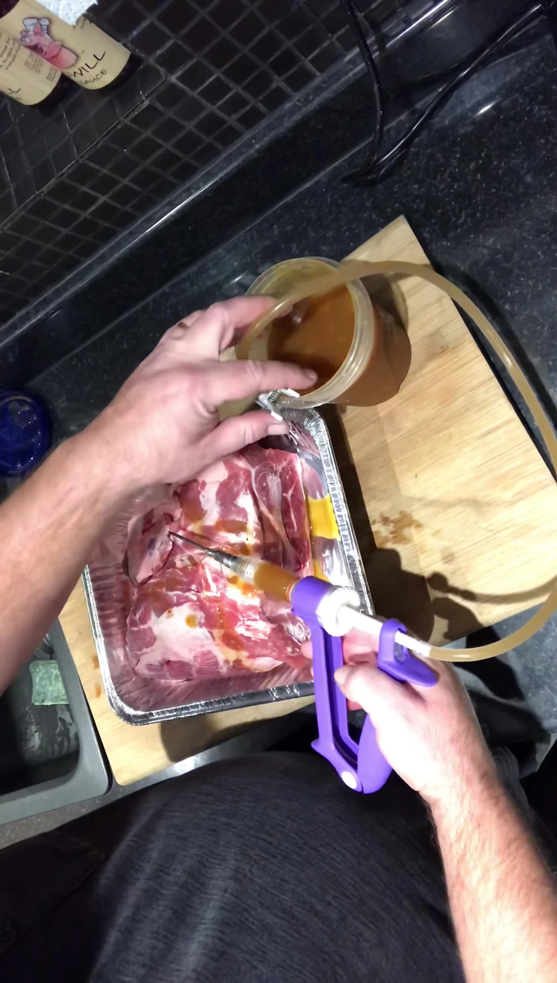 Running warm water through the injector.