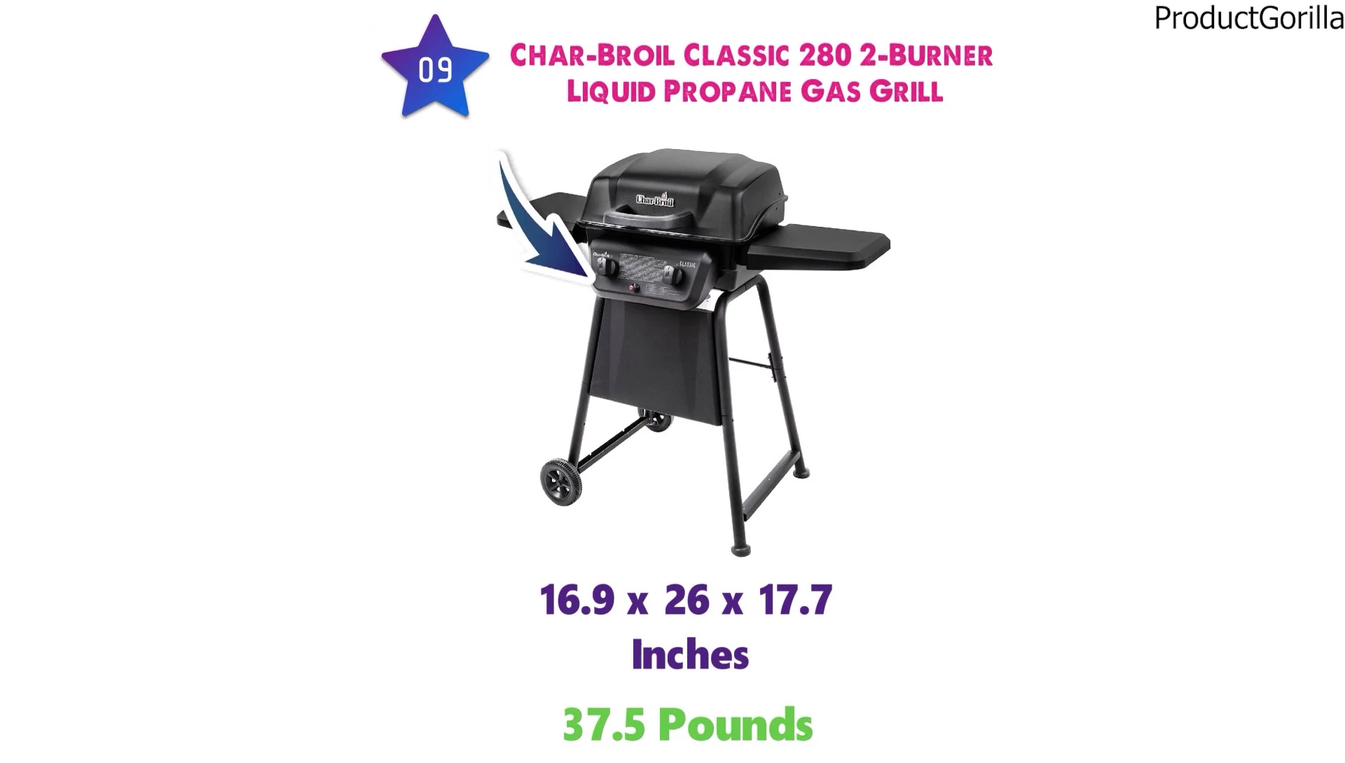 The cooking surface of the Char-Broil Classic 280