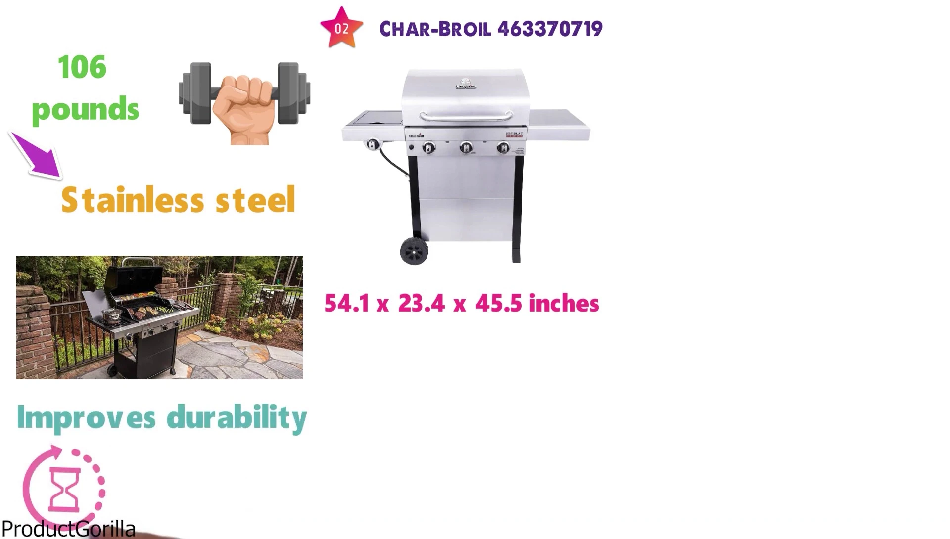 Highlighting the Charbroil's cooking surface