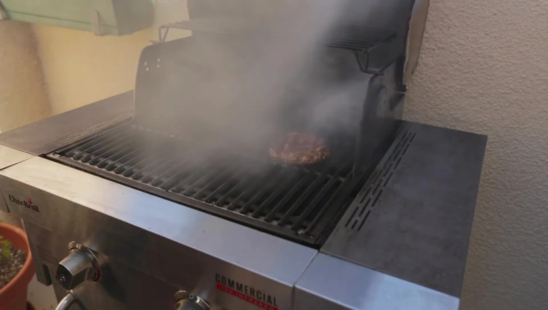 Wide shot of the grill in use.