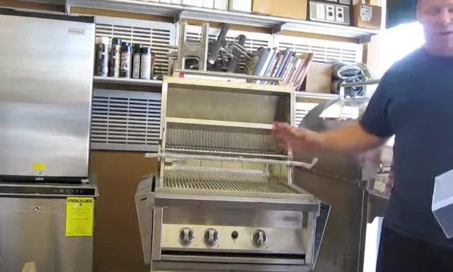 The grill showing the certification
