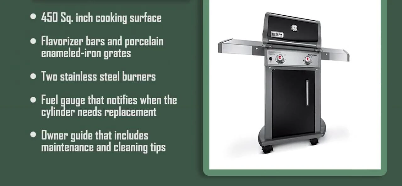 Close-up showing the Weber Spirit E210 cooking surface