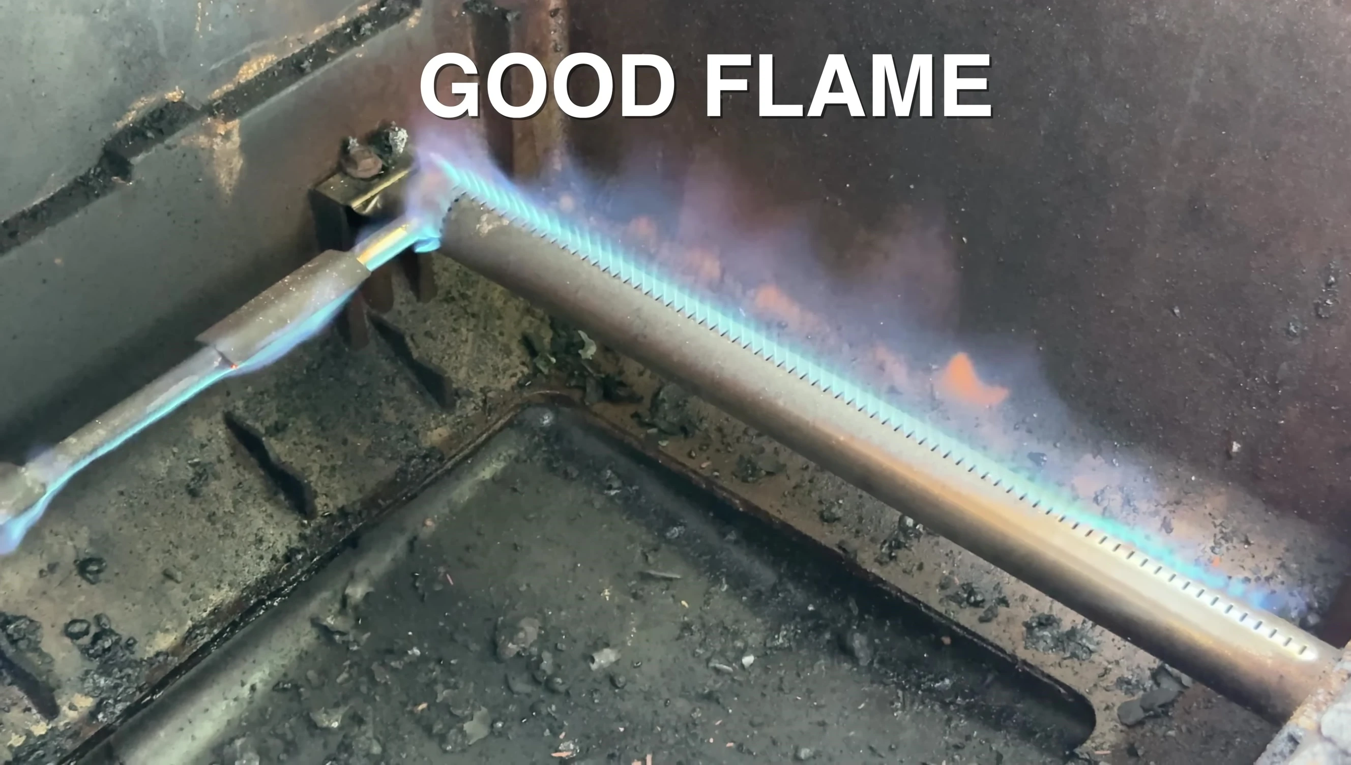 Screenshot showing a flickering, inconsistent flame from a faulty regulator