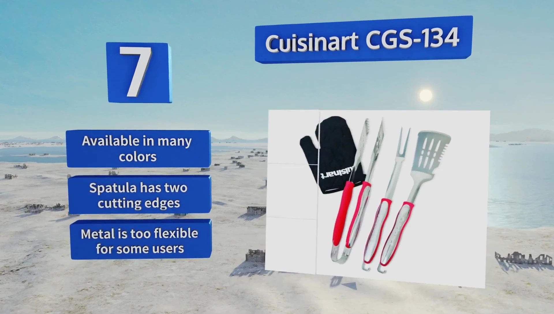 The Flame and Non-Slip BBQ tool set, highlighting the hanging loops and carving knife.