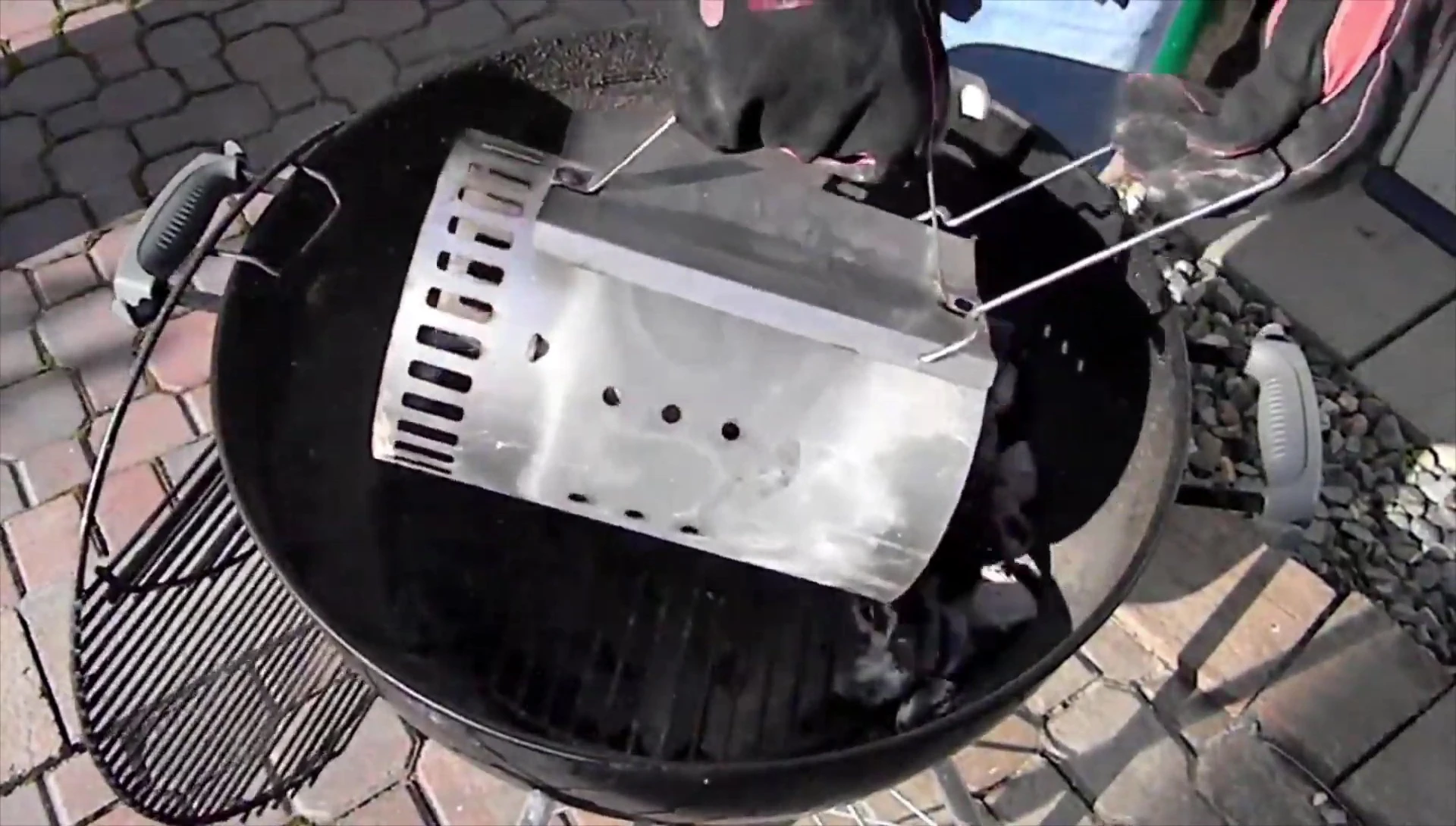 Weber charcoal chimney starter with double handles