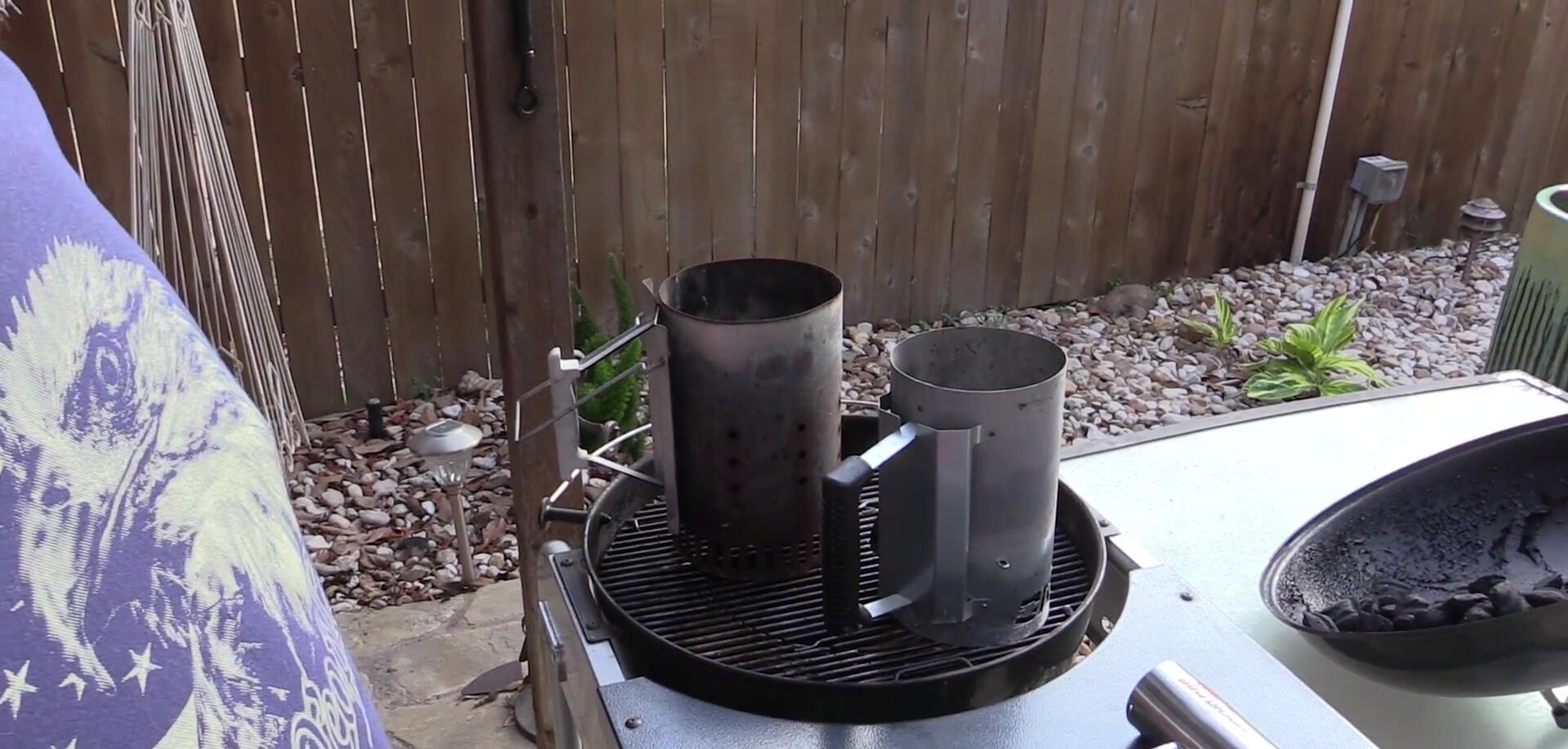 Close-up shot of both chimneys side-by-side