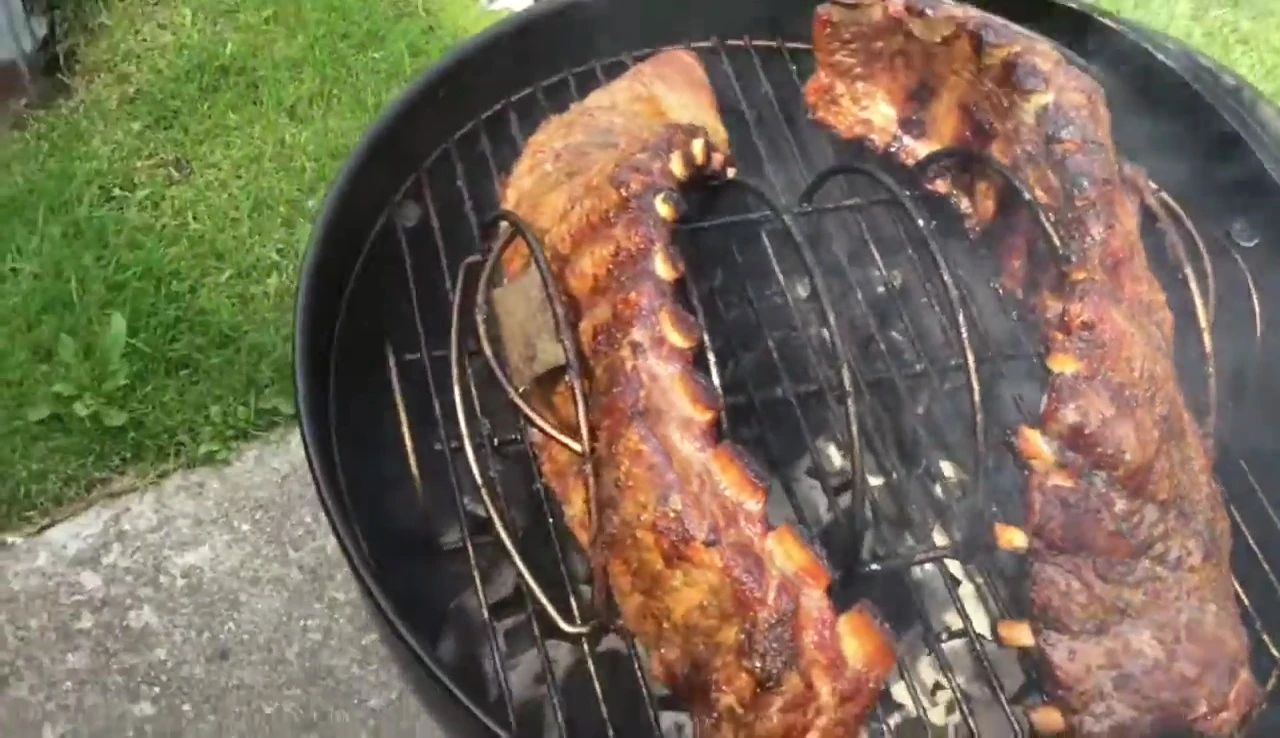 Checking the doneness of the ribs