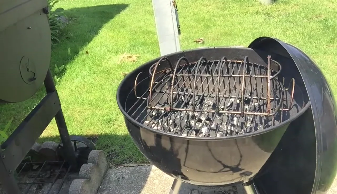 Placing ribs on the Weber rib rack