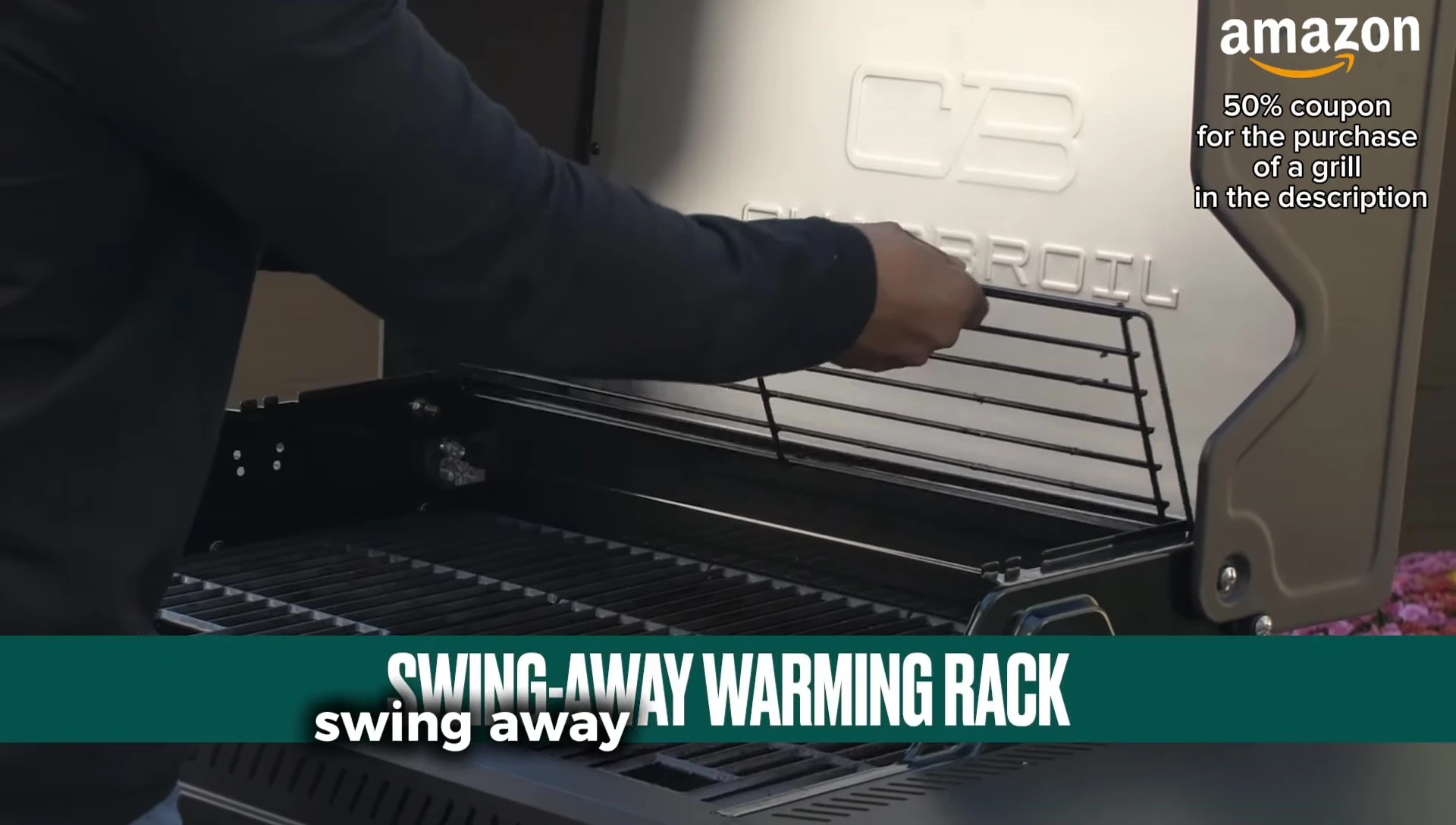 The warming rack, showing its ability to swing away.