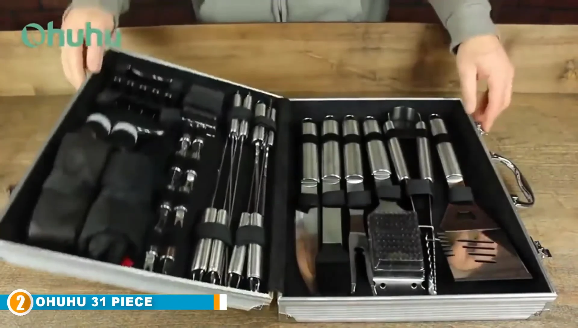 OHHU 31-piece BBQ tool set overview
