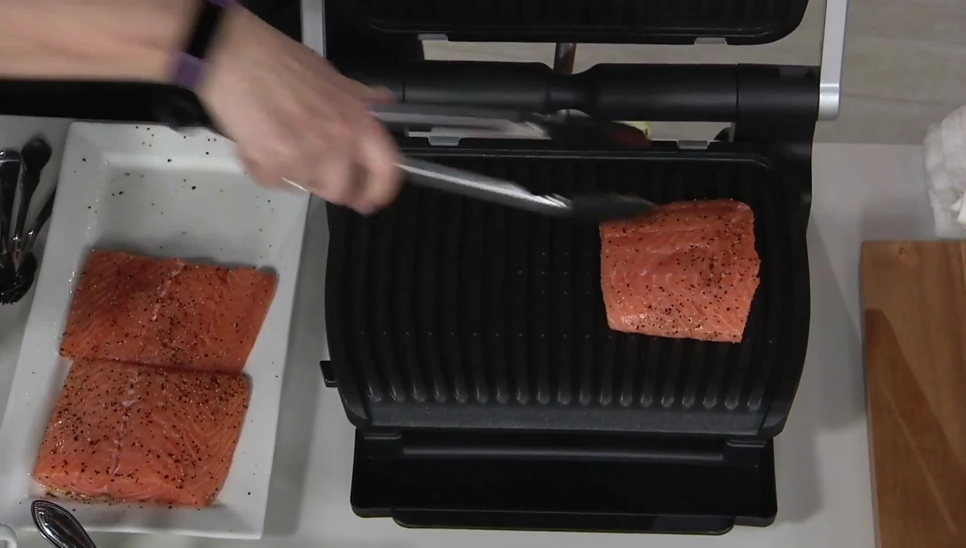 Close-up of the Krups grill showing its design and nonstick plates.
