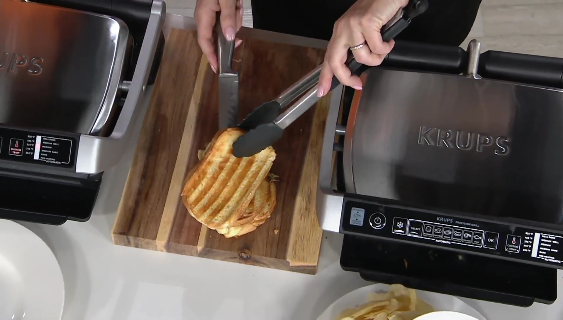 A grilled panini sandwich.