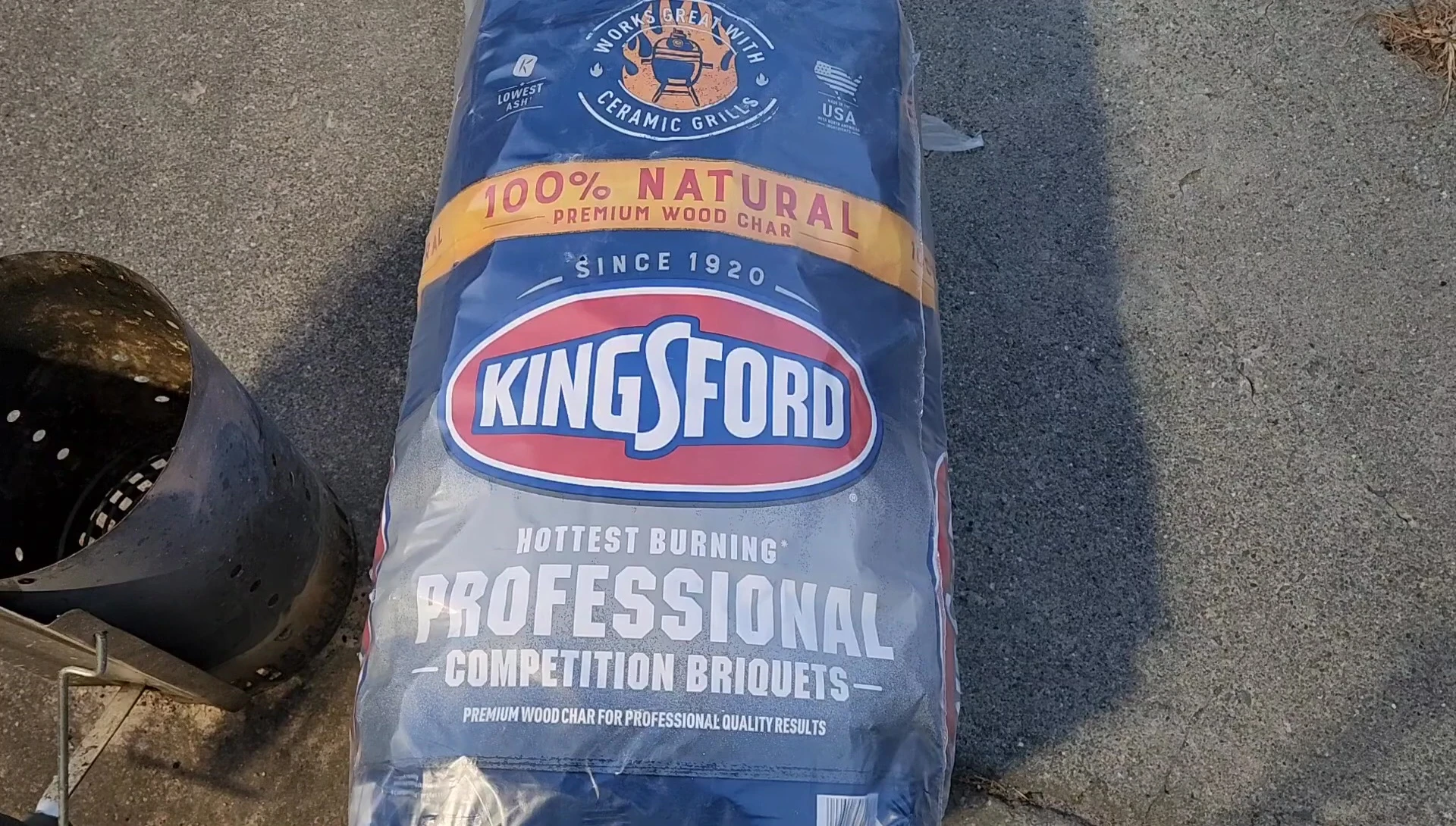 Two bags of Kingsford briquettes inside the package