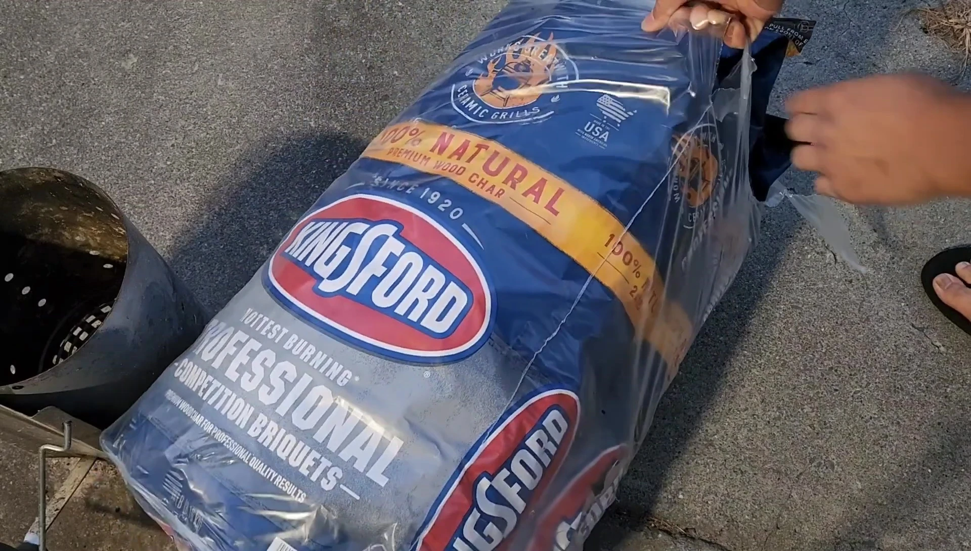 Kingsford briquettes package with clear plastic wrap