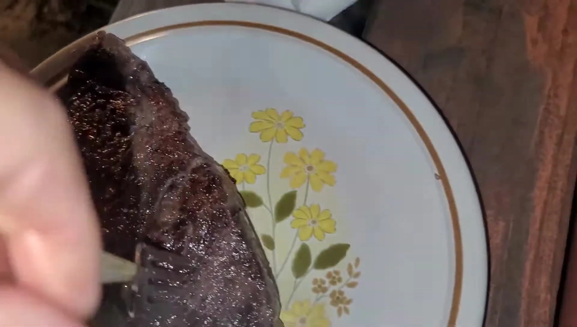 The seared steak after cooking.
