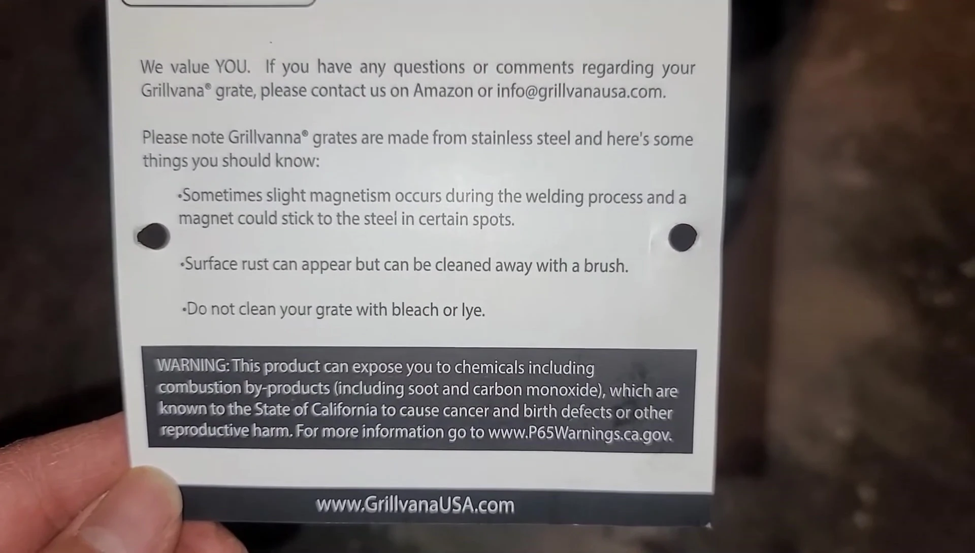Close up of the Chimney-Mate instruction label about cleaning and safety warnings
