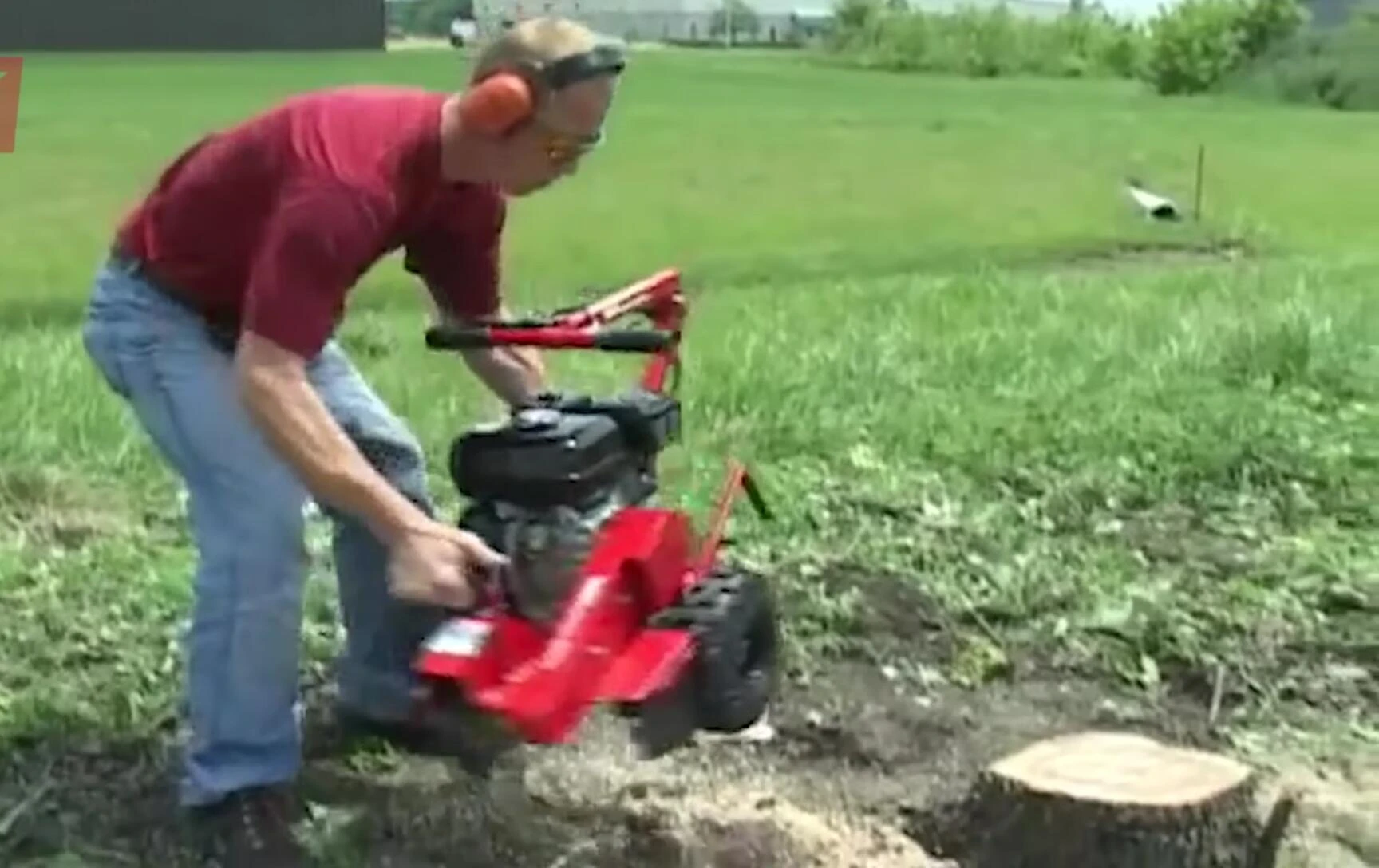 The US Practis Mini Stump Grinder in operation.