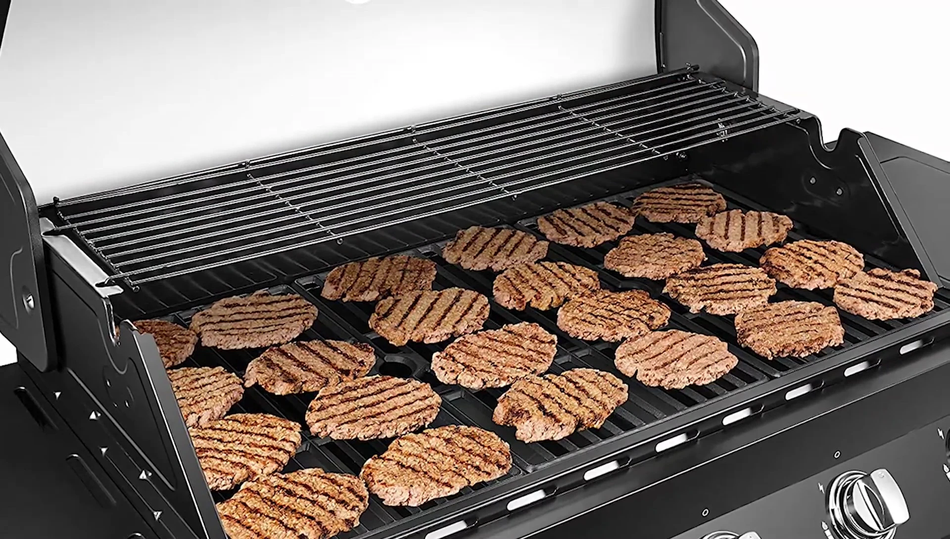 Dyna-Glo grill's cooking surface and side burner highlighted