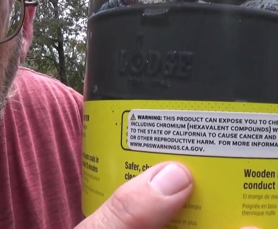 Close-up of the warning label on the product.