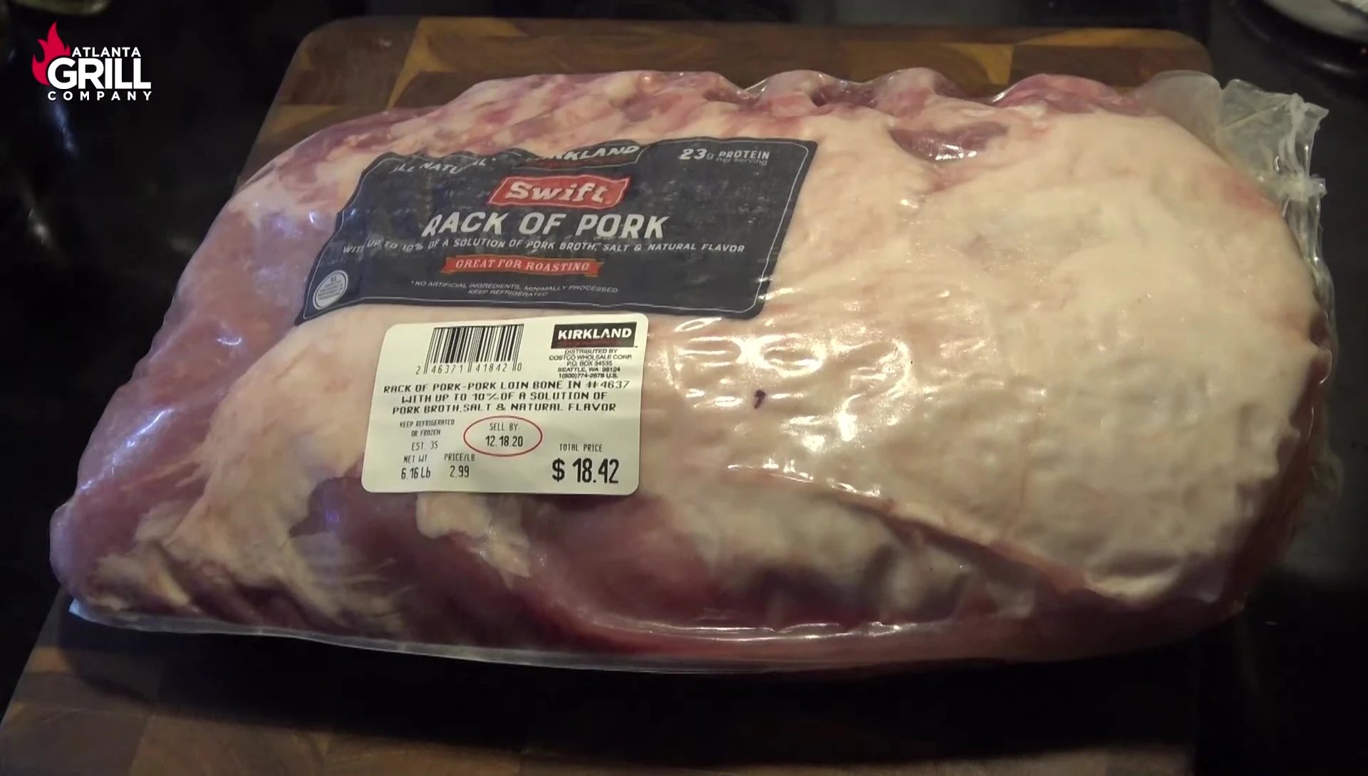 The raw rack of pork