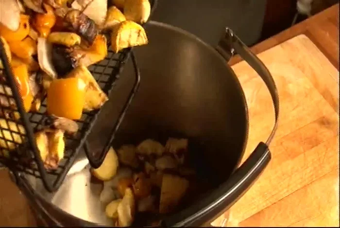 Prepare the final dish: Transfer the grilled vegetables to a pot on the stove over low heat. Add 1 1/2 cups of yellow cherry tomatoes, a drizzle of olive oil, 2 teaspoons of butter, 1 teaspoon of salt, 1/2 teaspoon of pepper, and 1 1/2 tablespoons of turmeric. Melt the butter and heat through to incorporate the spices and warm the vegetables.