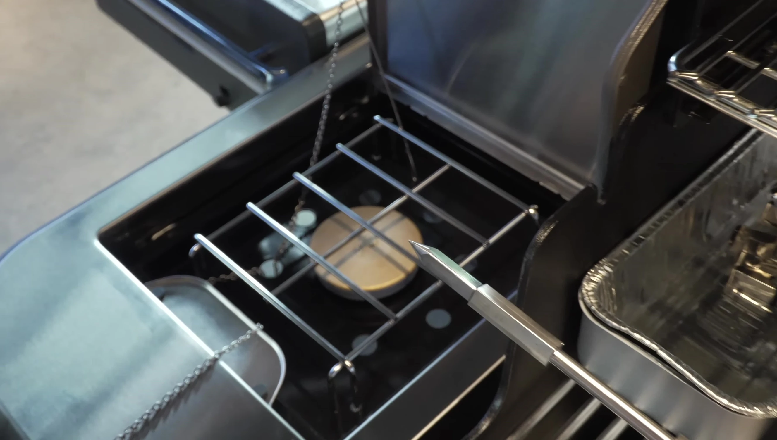 Shot highlighting the side burner