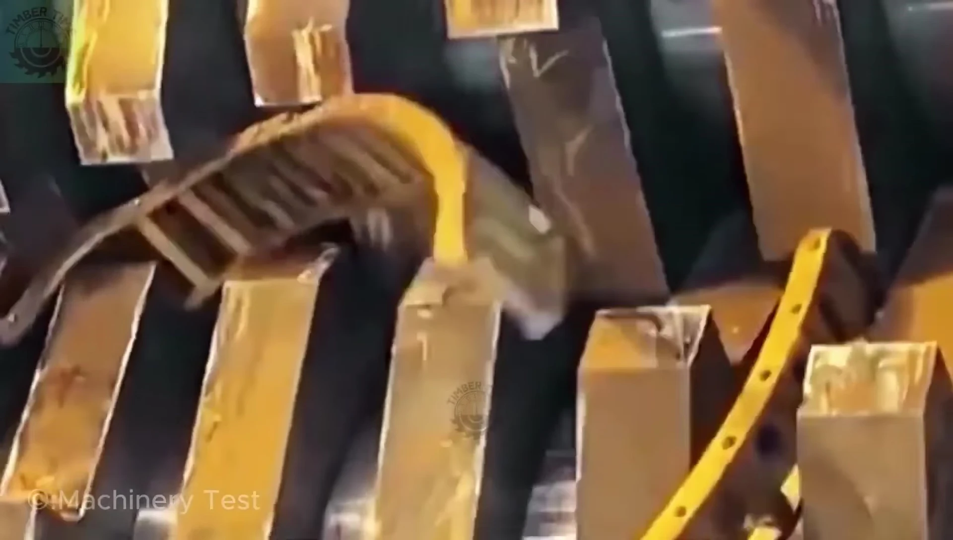 The industrial shredder in operation.