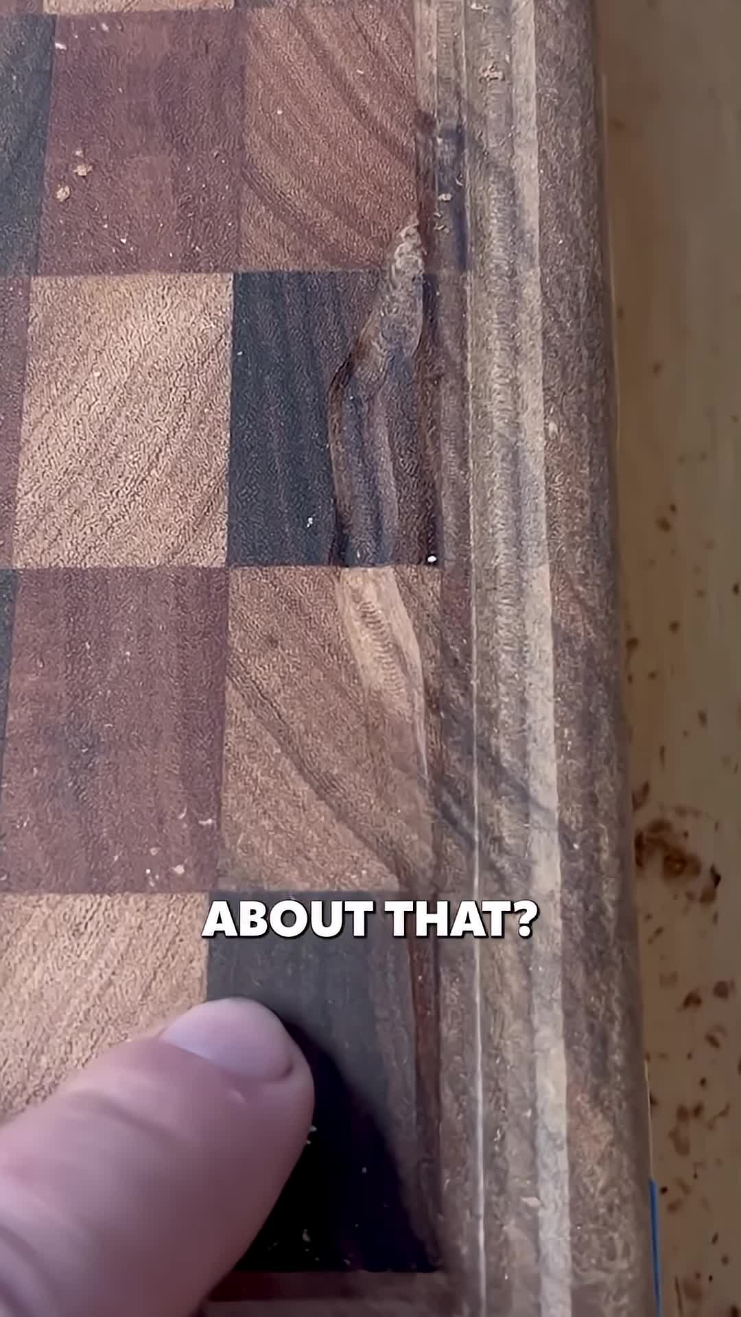 Close-up of the initial gouge in the wood caused by the router malfunction.