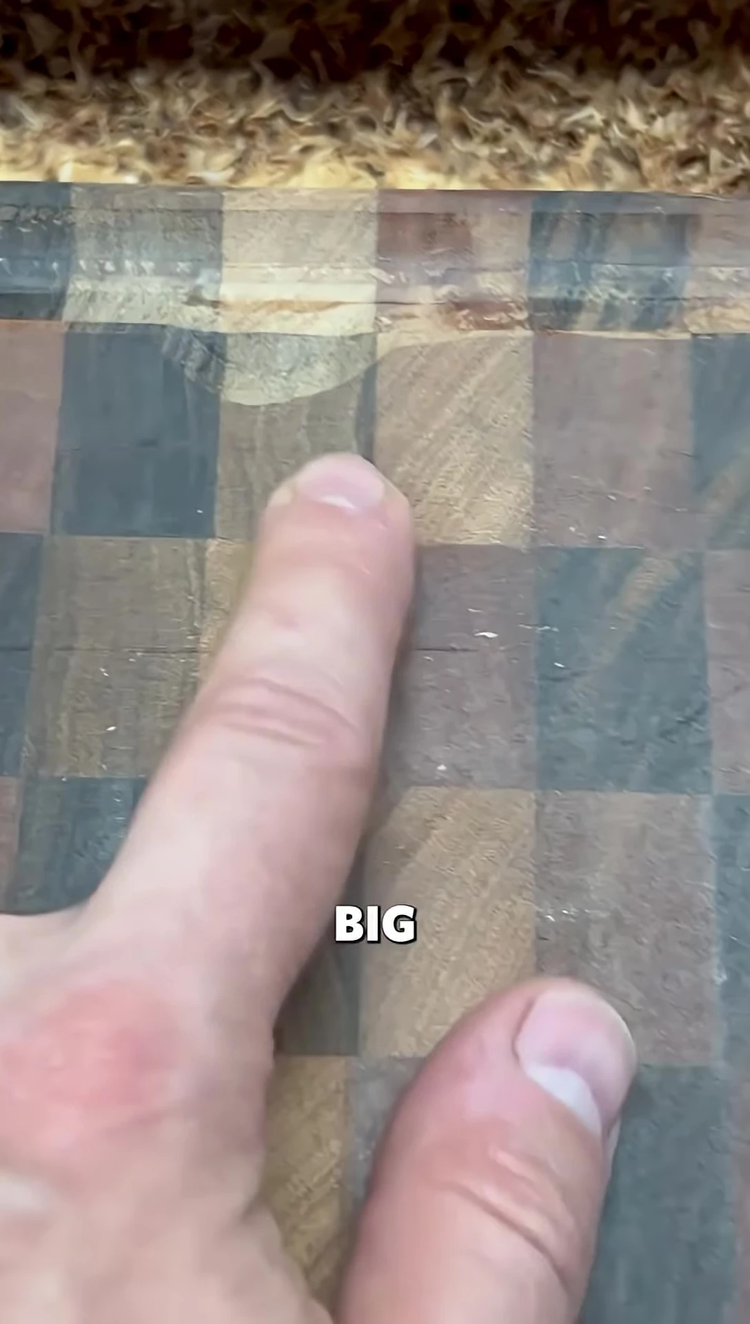 The large gouge in the wood is highlighted, showing the extent of the damage.