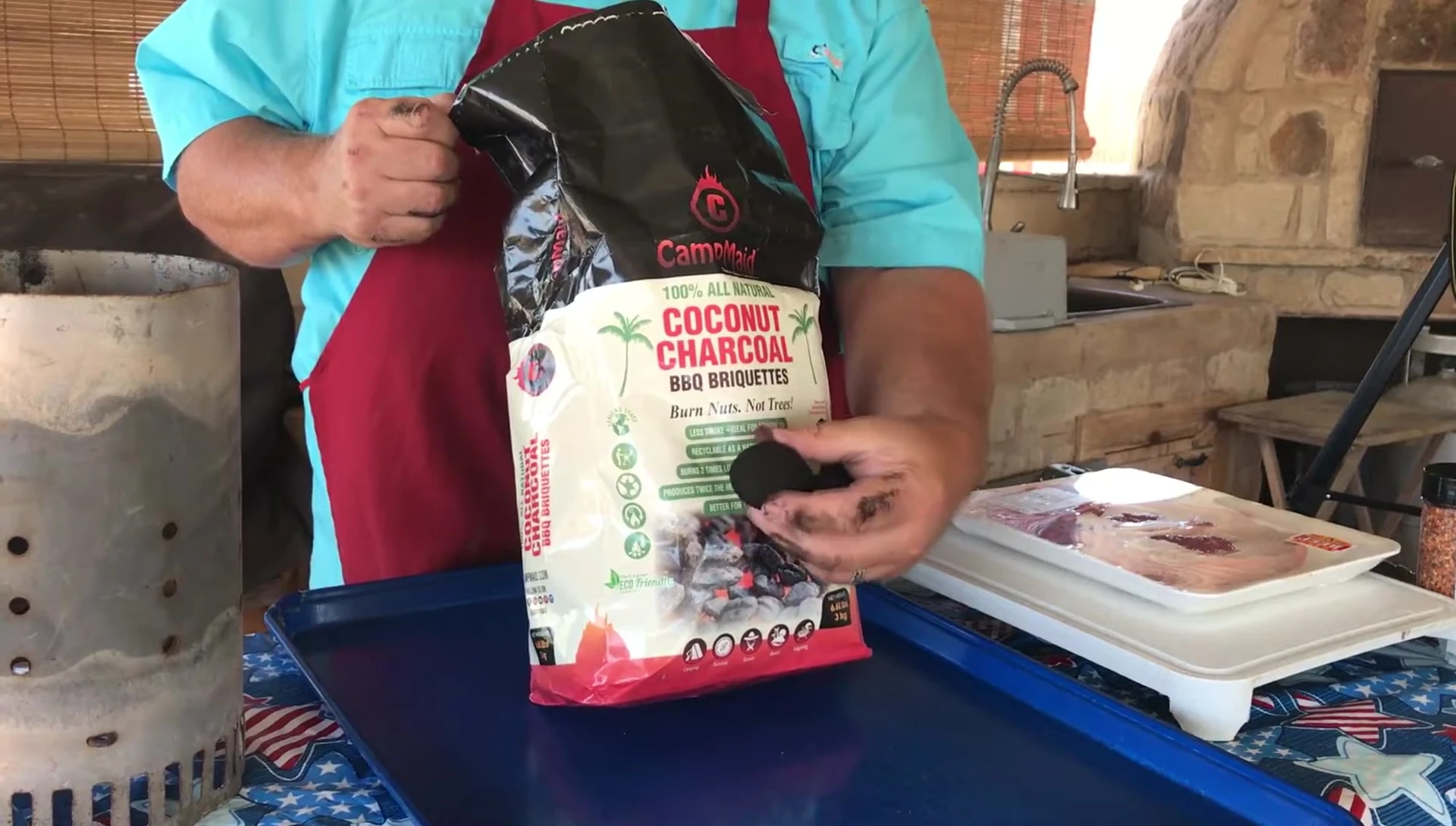 A view of the individual coconut charcoal briquettes.