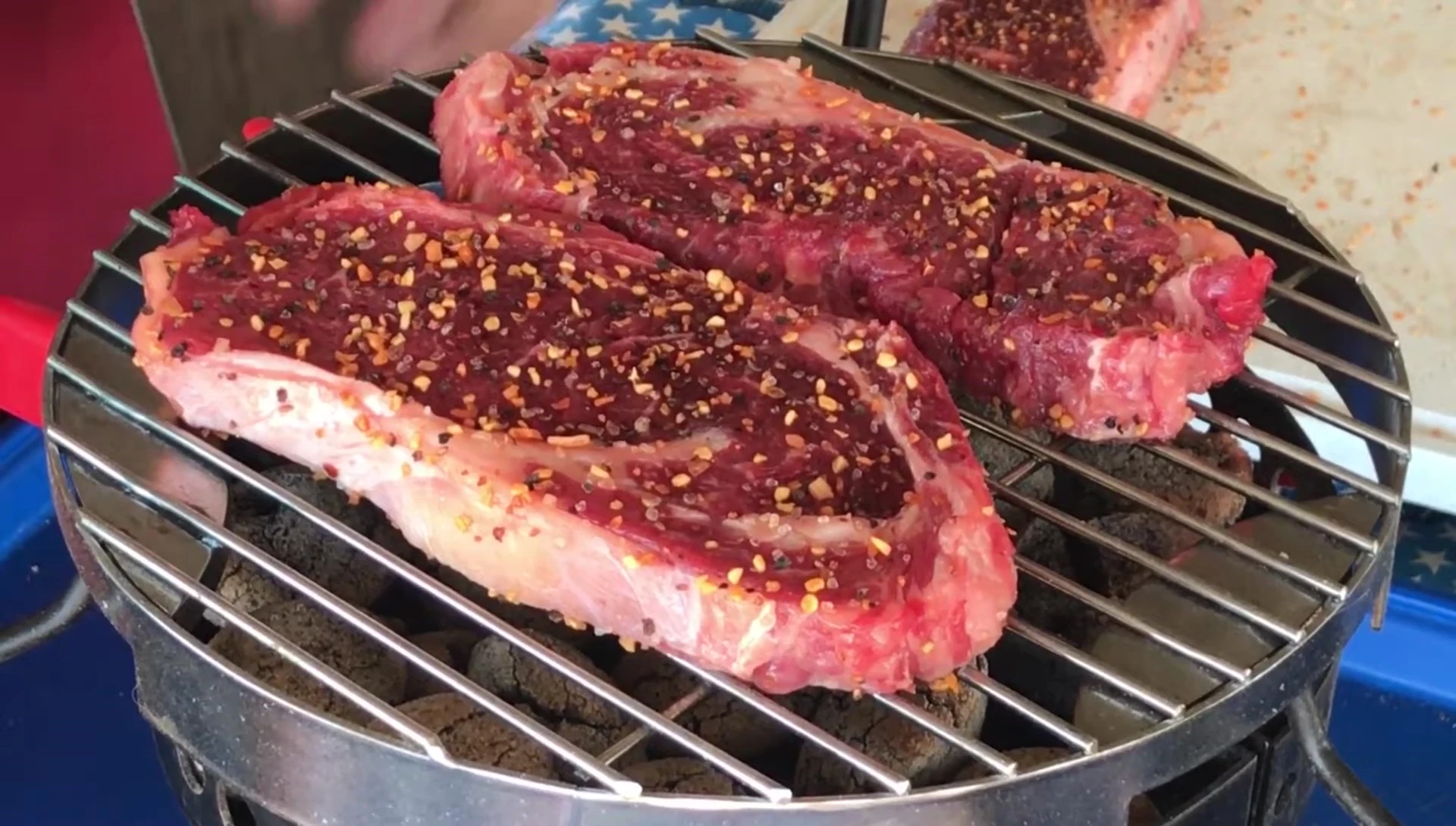The grill with minimal smoke visible.