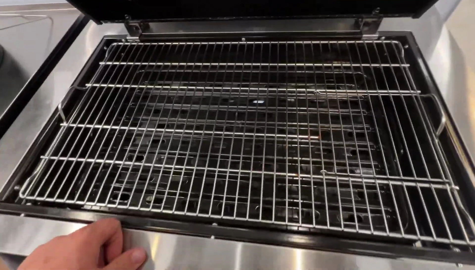 Shot emphasizing the charcoal compartment