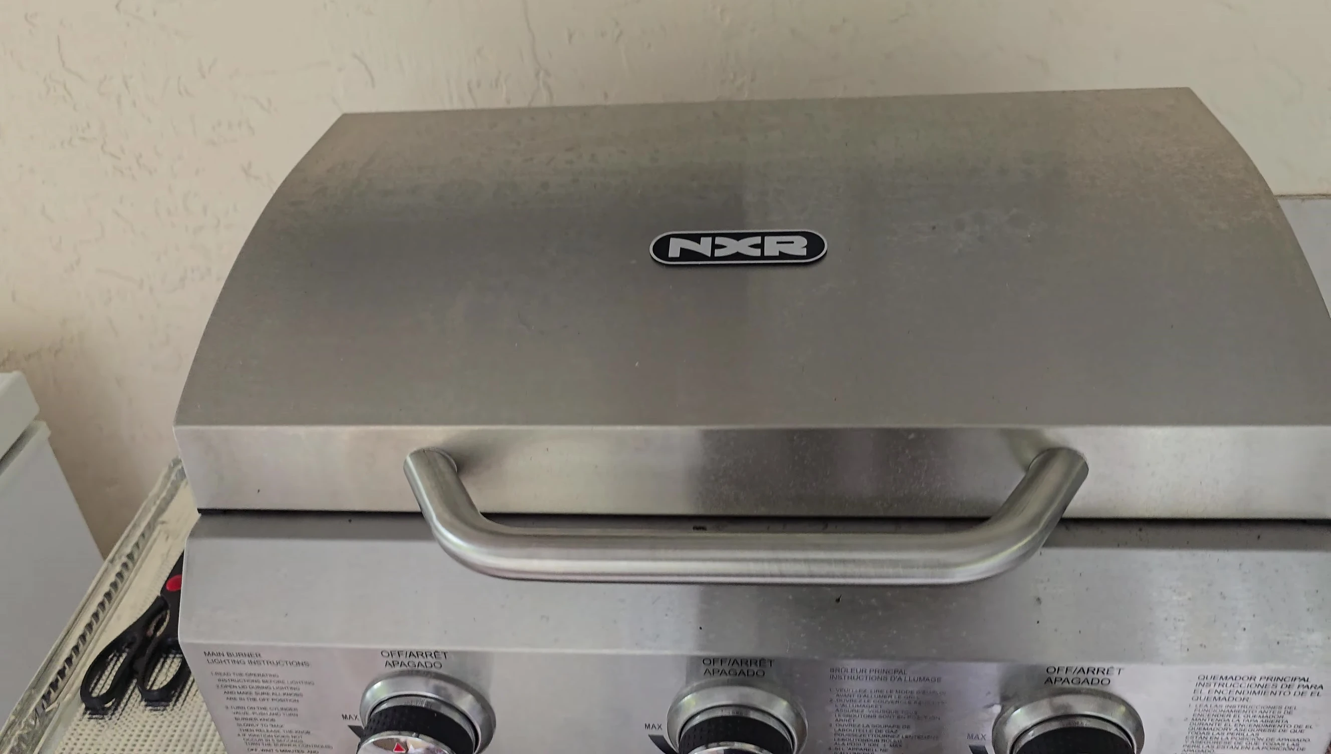 High flames emanating from the grill.