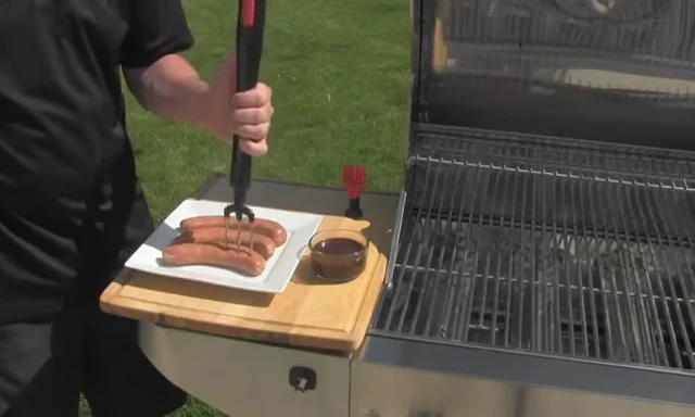 The marinade being injected into meat using the Flavor Fork.