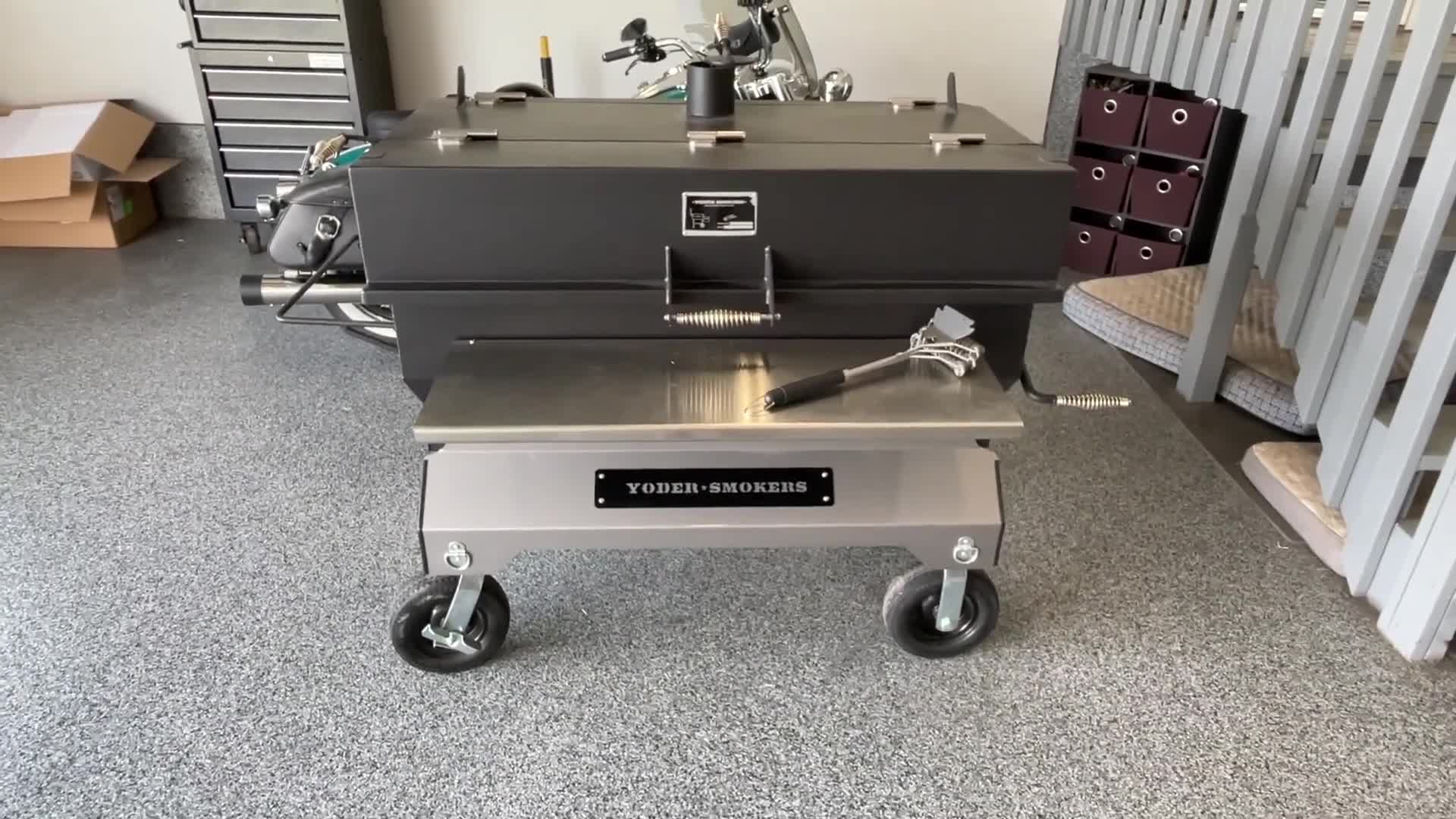 Close-up shot of the Yoder 24x48 grill.